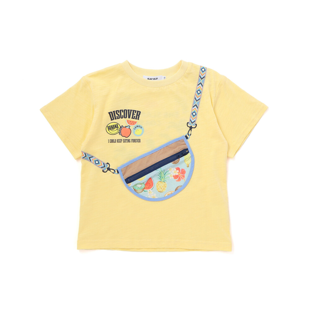 【お揃い】ポシェットトロンプイユ半袖Tシャツ(80~130cm) イエロー 80cm