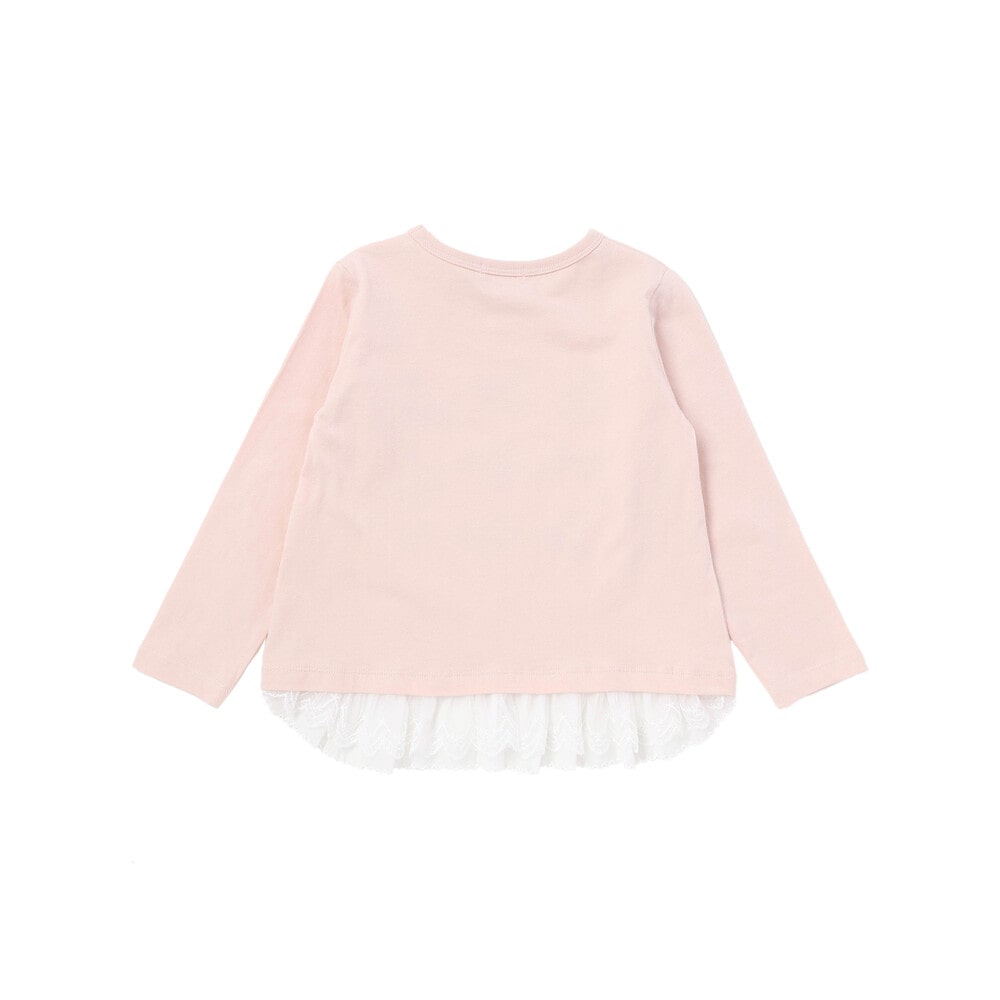 イチゴ刺しゅう裾フリル長袖Tシャツ(80~130cm) ピンク 80cm