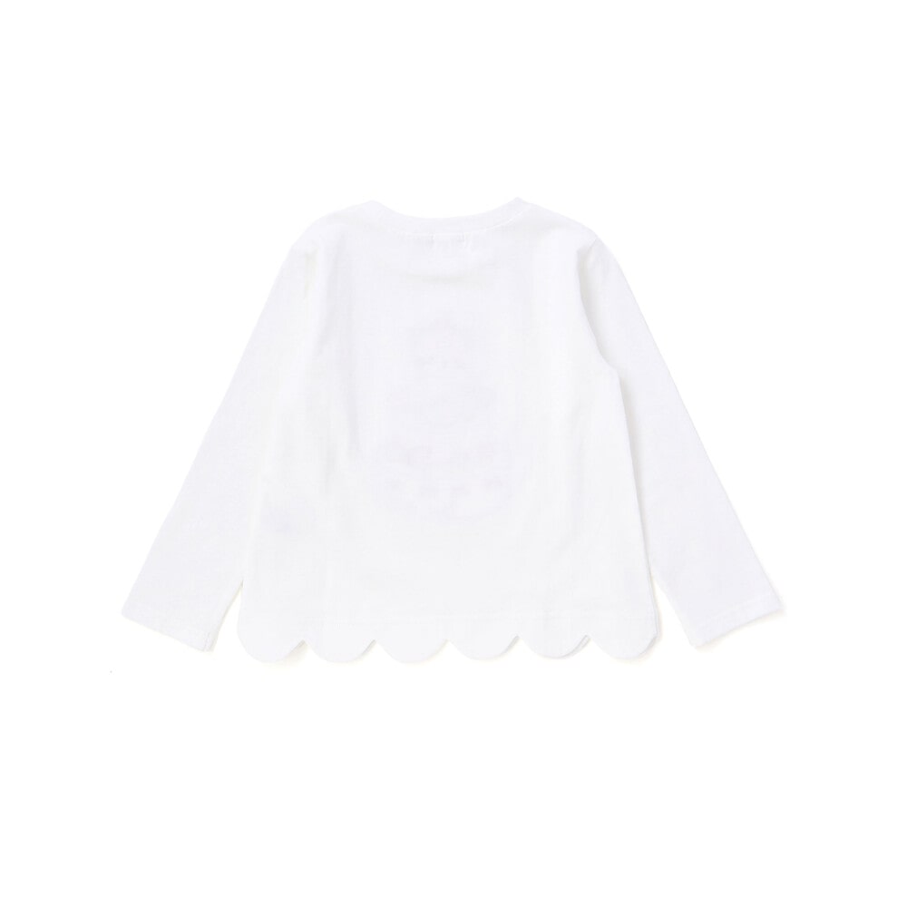 裾スカラップウサギクマネコモチーフ長袖Tシャツ(80~130cm) ブラック系 80cm