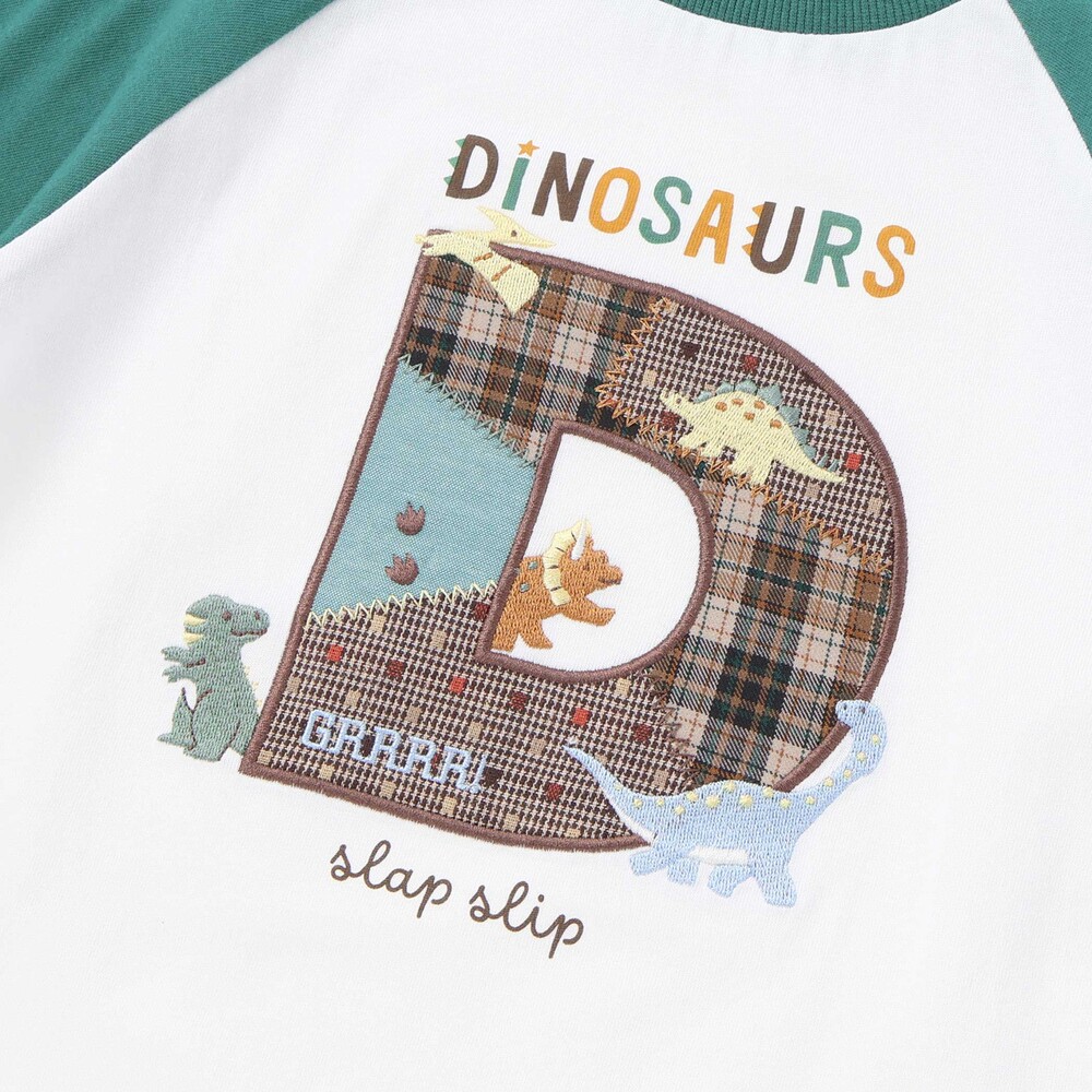 ロゴパッチ刺しゅうラグラン長袖Tシャツ(80~130cm) グリーン 80cm
