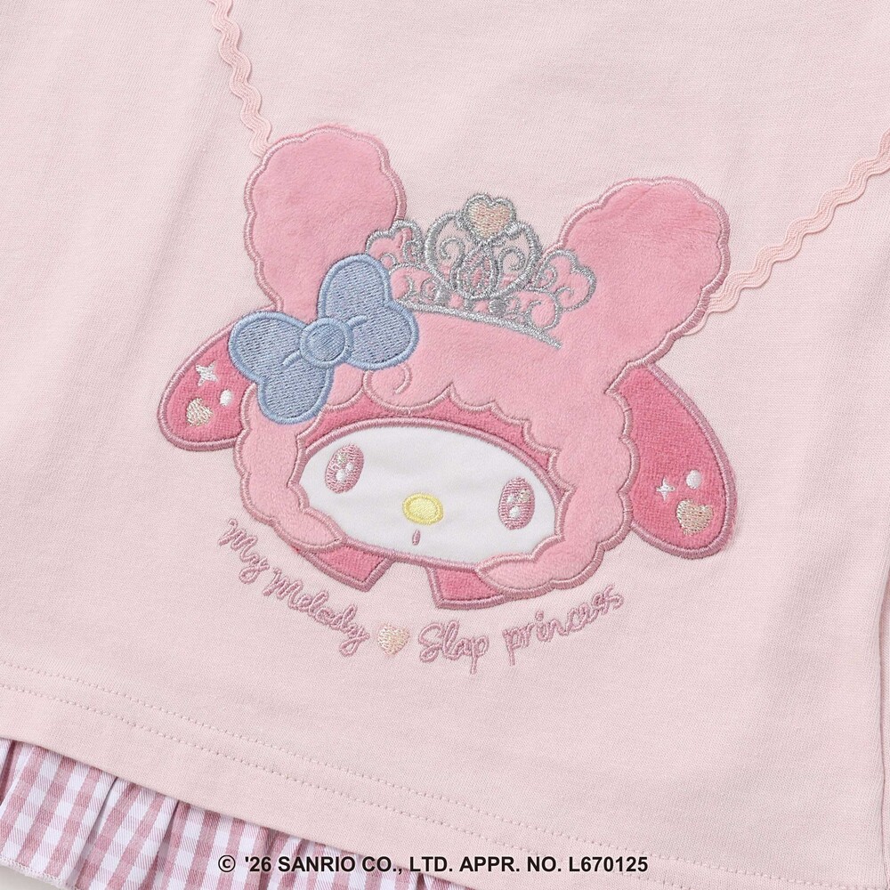 【サンリオキャラクターズxSLAPSLIP】襟付き裾フリル長袖Tシャツ(80~130cm) ピンク 80cm