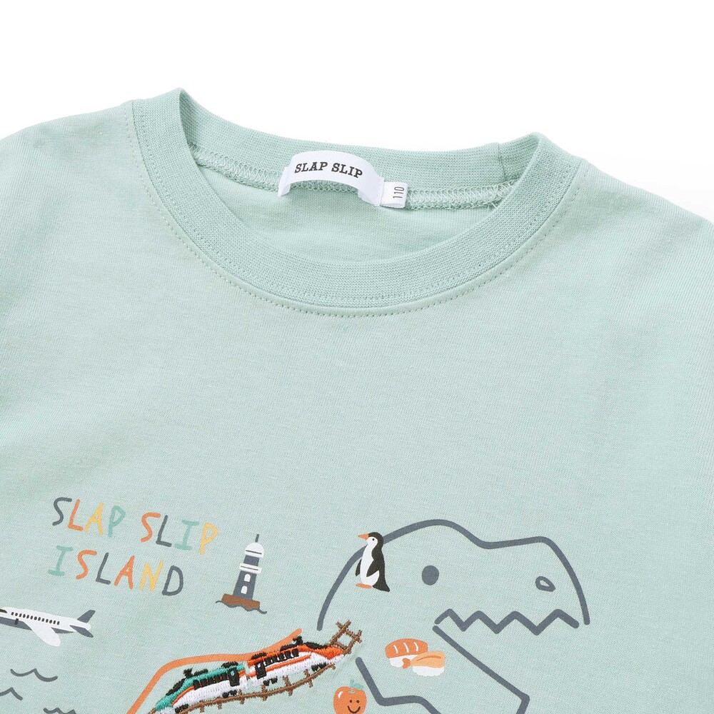 恐竜地図長袖Tシャツ(80~130cm) オフホワイト 80cm
