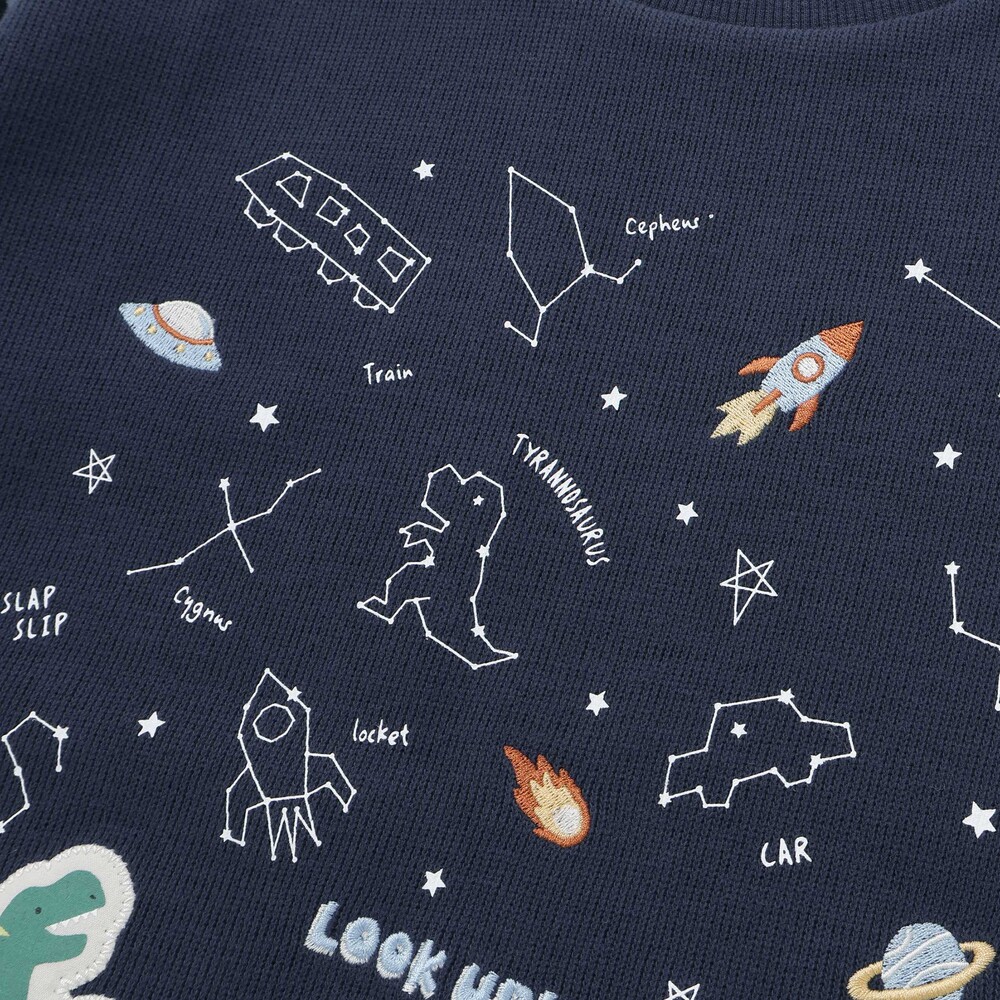 ボーダー切り替え長袖Tシャツ(80~130cm) ネイビー 80cm