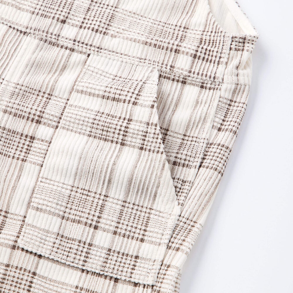 フラップ胸ポケット付きチェックサロペット(80~120cm) オフホワイト系 80cm