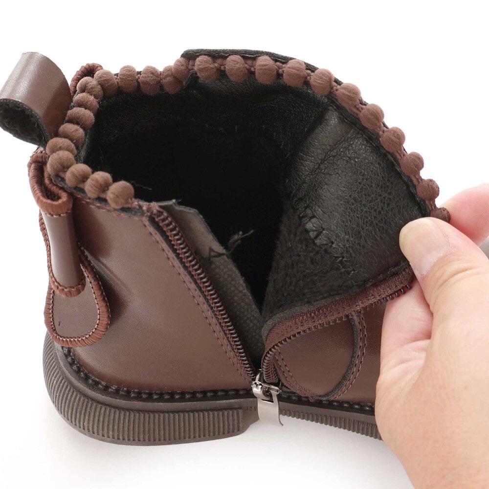 ボンボンフリンジ&リボン付きブーツ(15~19cm) ブラウン 16cm