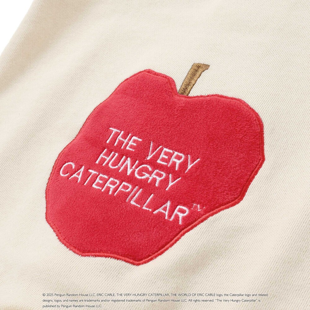 【絵本コラボ-はらぺこあおむし-】袖配色おしりパッチカバーオール(70~80cm) グリーン(リンゴ) 70cm