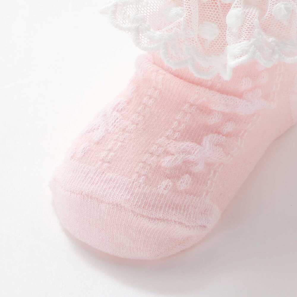 花モチーフ編みレースソックスベビー(9~12cm) オフホワイト ワンサイズ(9-12cm)