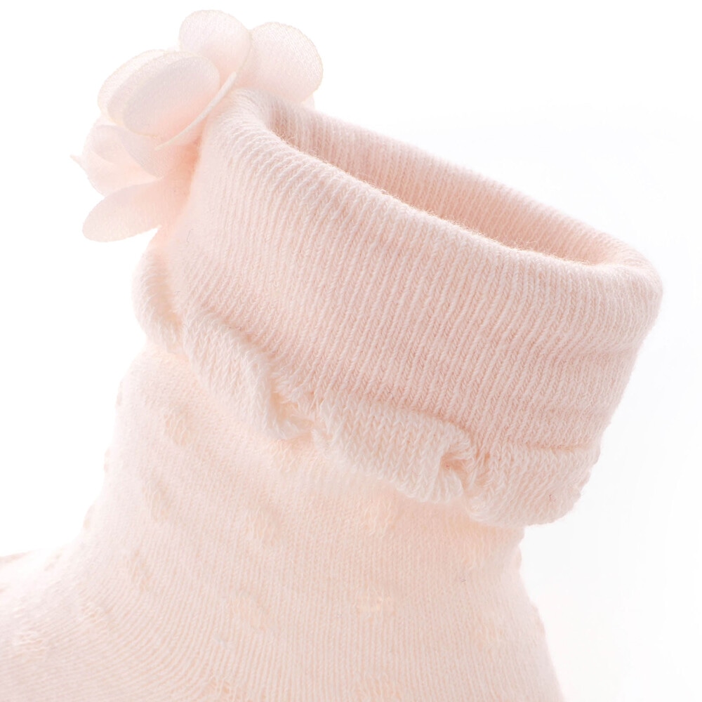 立体花モチーフソックスベビー(9~12cm) ホワイト ワンサイズ
