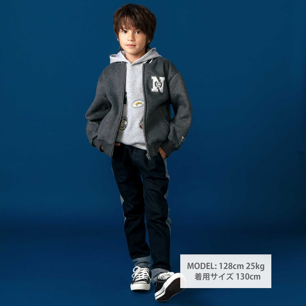 ロゴバッチ裏ジャギー裏毛スタジャン(110~150cm) グレー 110cm