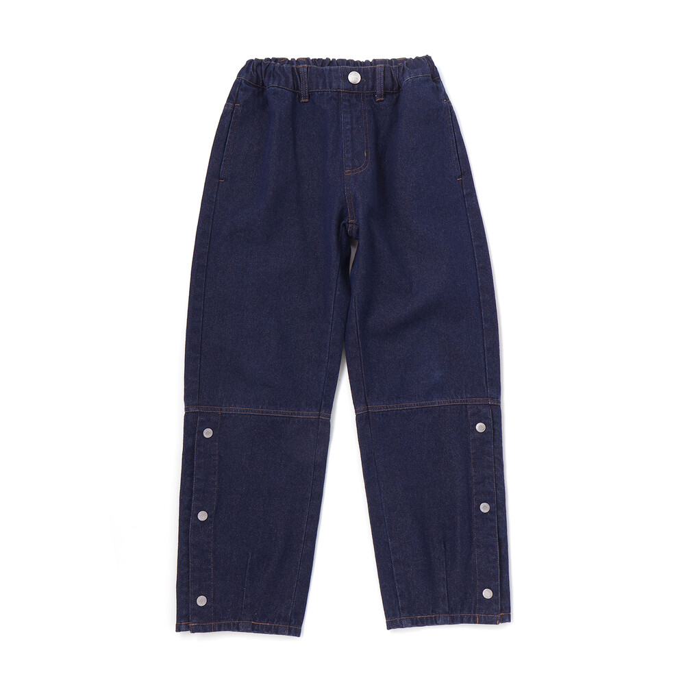 ボタンスリット開きワイドデニムパンツ(110~150cm) ネイビー 110cm