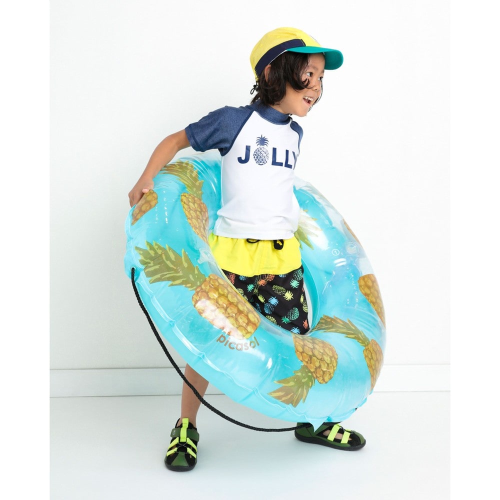 子供服べべの公式通販サイト Bebe Mall 水着 ロゴ パイン プリント ラッシュガード 80cm 130cm 80cm ブルー グッズ ベベ モール オフィシャルオンラインストア