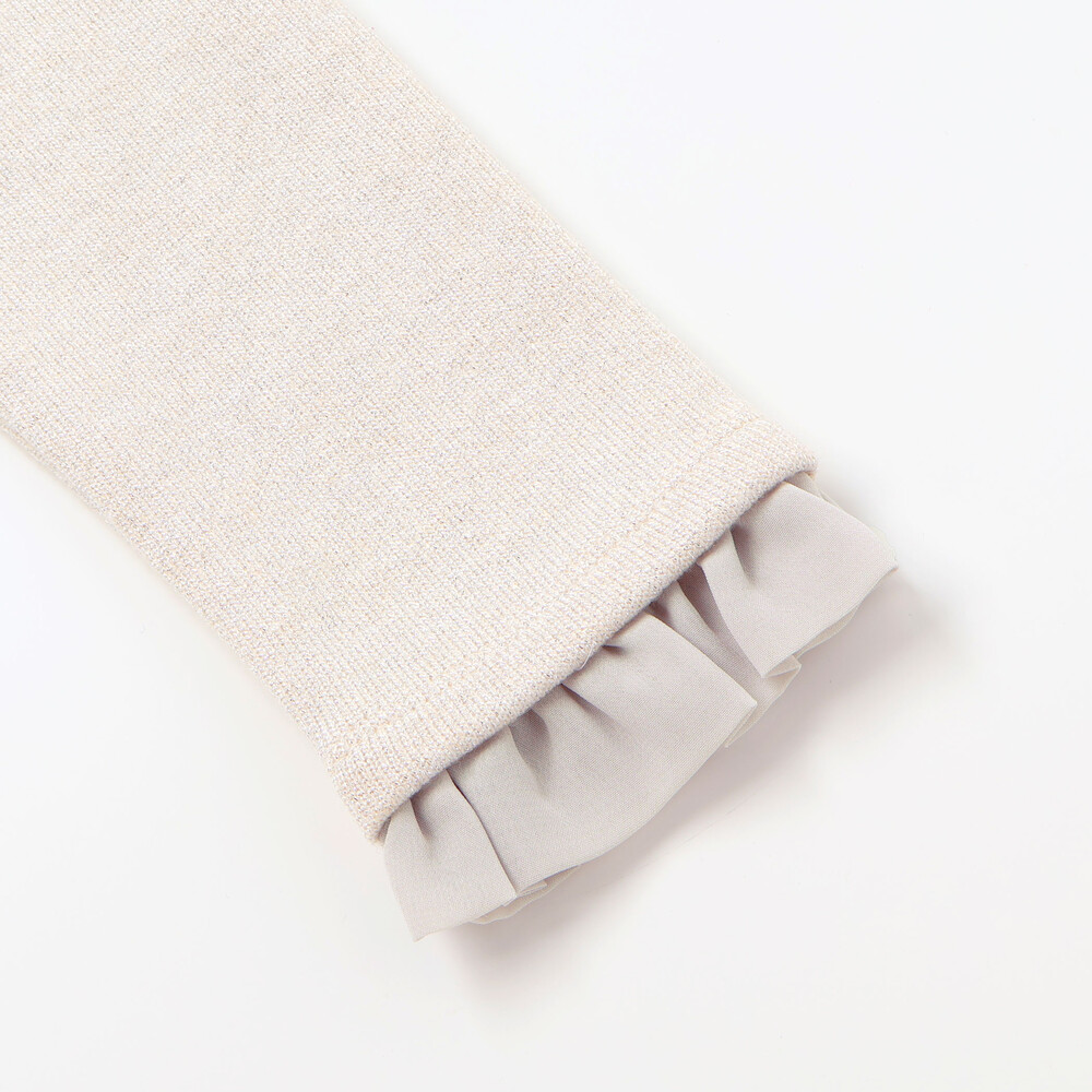 ラメニットフリルトップス+スカート セットアップ(100~140cm) ベージュ 100cm