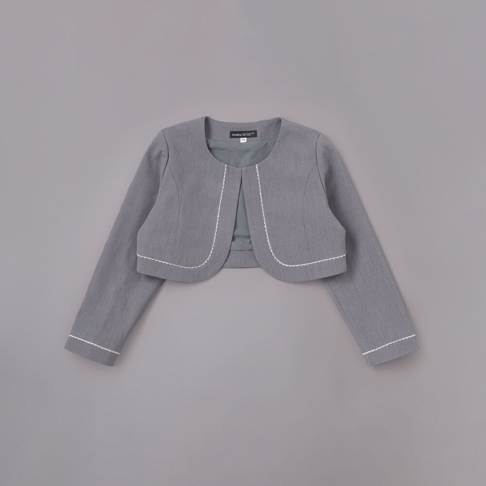 ボレロ+リボンタイ付きチェックワンピースセット(110~130cm) ネイビー系 110cm