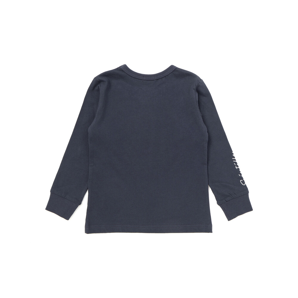 缶バッジ風立体プリント半袖Tシャツ+ロゴ長袖Tシャツ セット(90~160cm) ブルー 90cm