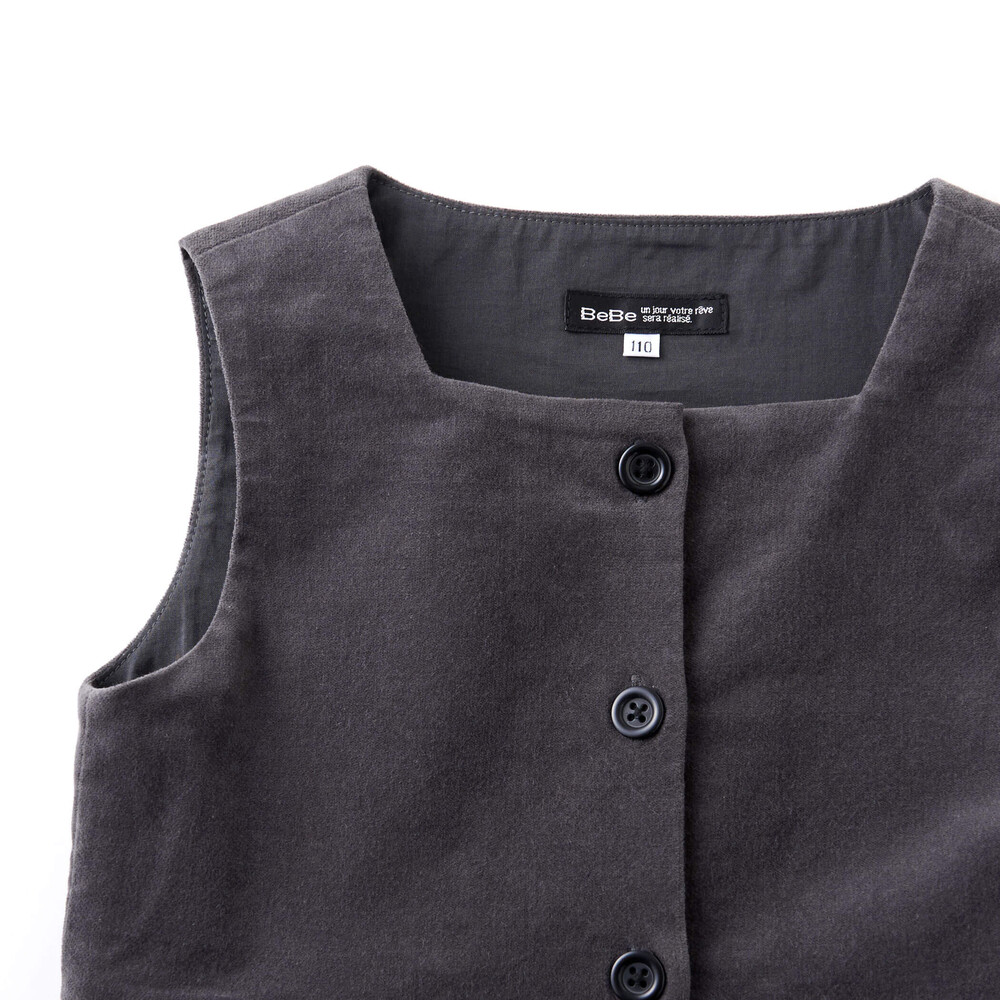 【お揃い】ボックスプリーツモールスキンジャンパースカート(90~150cm) ブラック 90cm