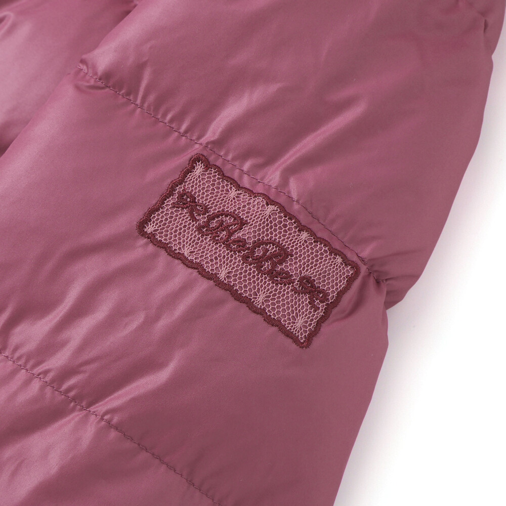 【撥水加工】シャイニータフタウエスト切り替えシャギーファーフードダウンコート(90~150cm) ピンク 90cm