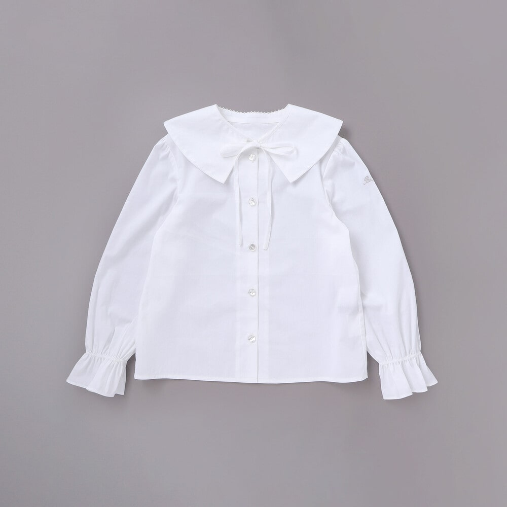 ストレッチウェザー付け襟キャンディスリーブブラウス(90~160cm) ホワイト 90cm