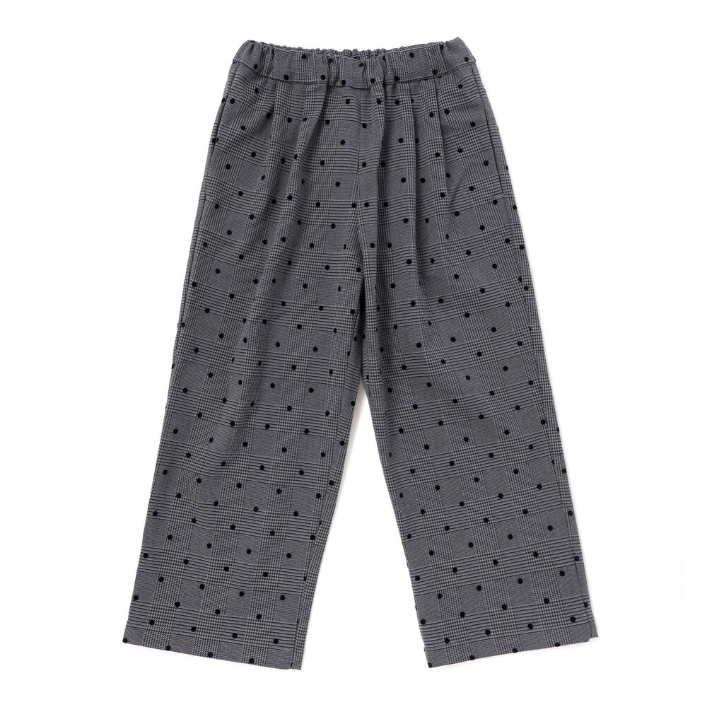 【お揃い】グレンチェック×ドットツータックワイドパンツ(100~160cm) グレー系 100cm