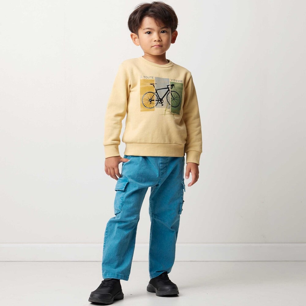 バレルレッグツイルカーゴロングパンツ(90~150cm) ブラウン 90cm