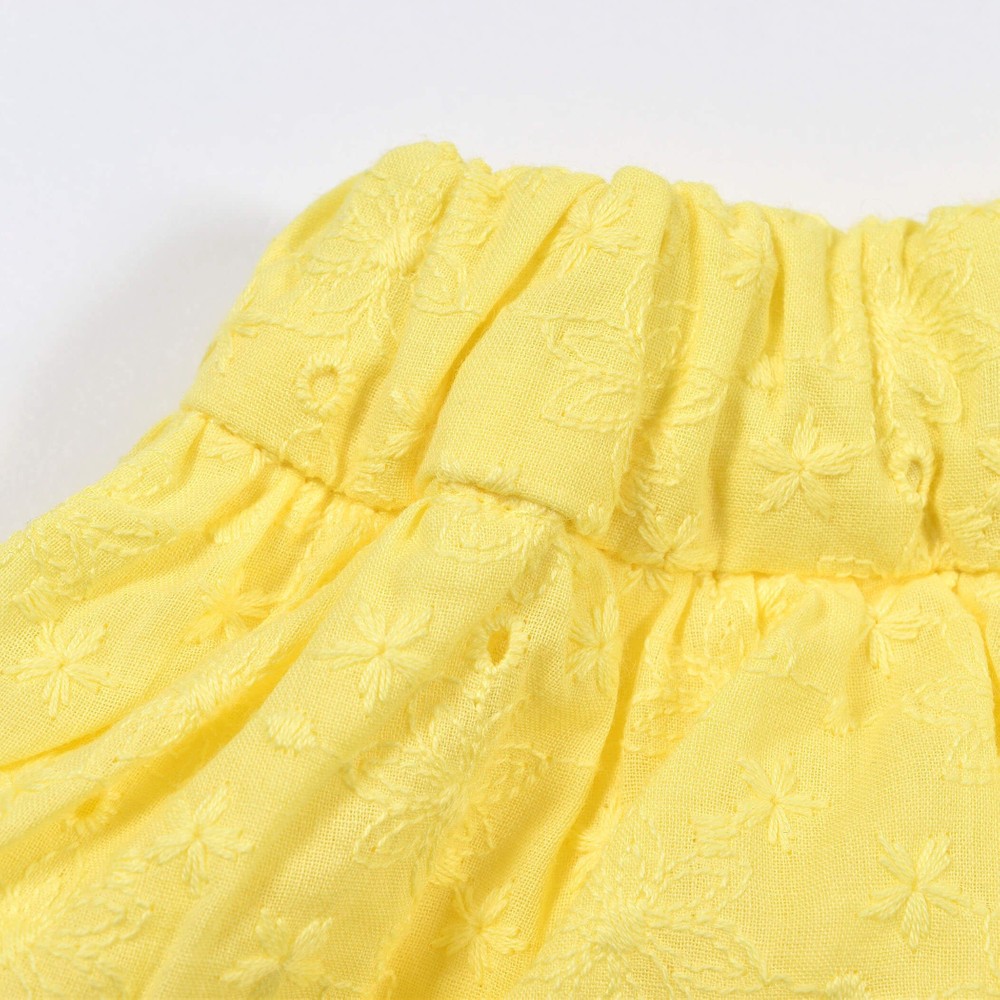 【 お揃い 】 コットン ローンレース ティアード キュロット パンツ(90~150cm) イエロー 120cm