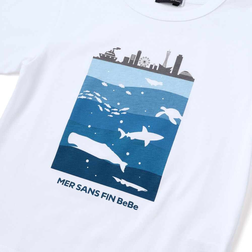 ウミノナカプリント天竺半袖Tシャツ(90~140cm) ホワイト 90cm