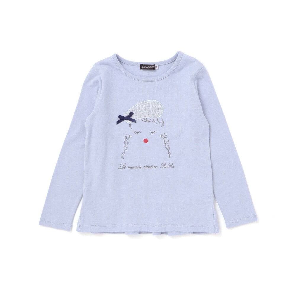 パリジェンヌツイードパッチバックフリル長袖Tシャツ(90~150cm) ブルー 90cm