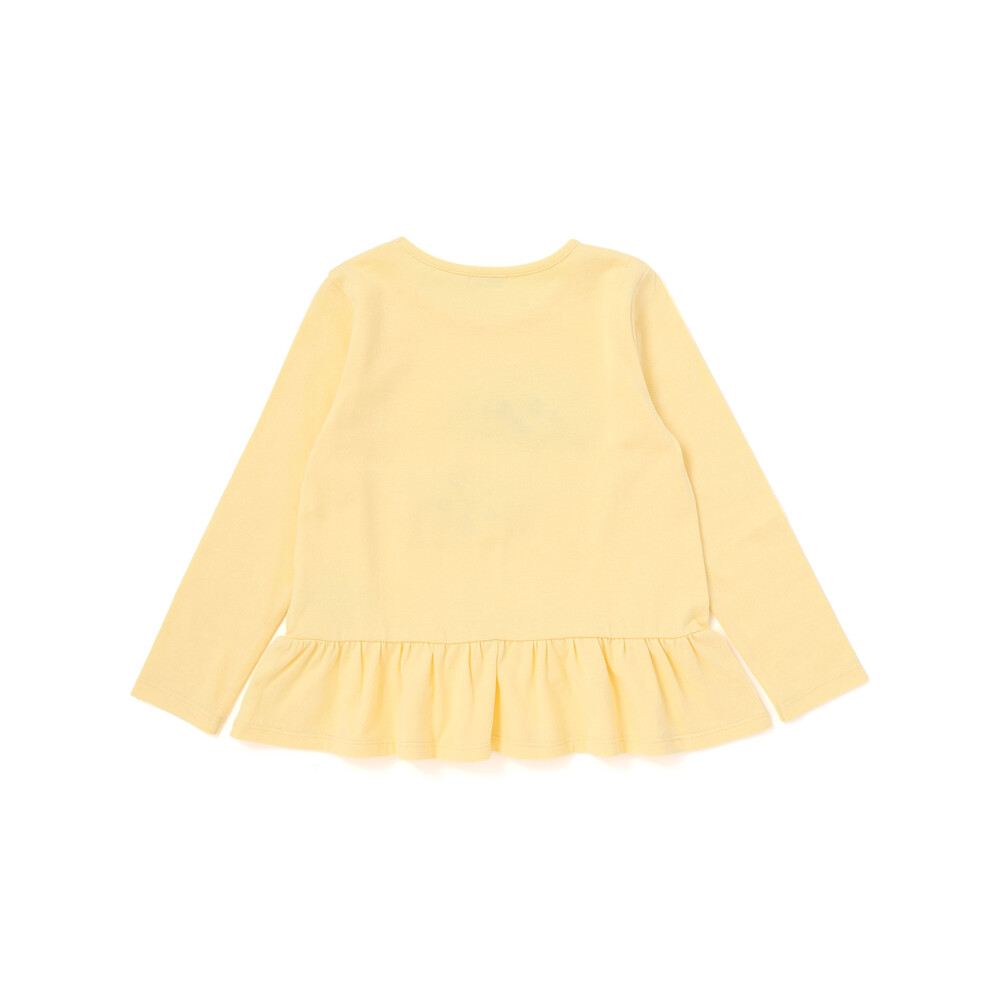 【抗菌・防臭】キャンディプリント裾フリル天竺長袖Tシャツ(90~130cm) ピンク SS(90-100cm)