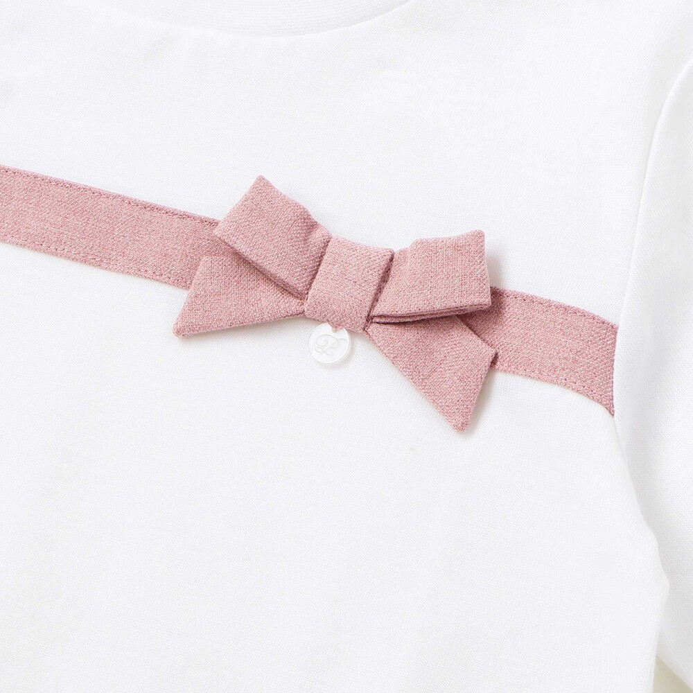 【限定商品】リボン長袖Tシャツ+キュロットセットアップ(95~150cm) ピンク系 95cm