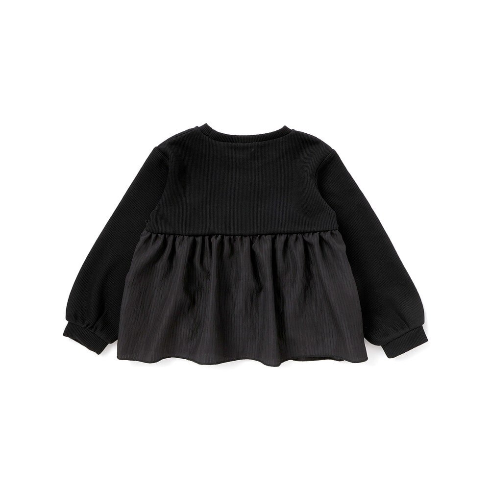 【店舗限定】ニットリブ+フリルトレーナー(95~150cm) ブラック 100cm