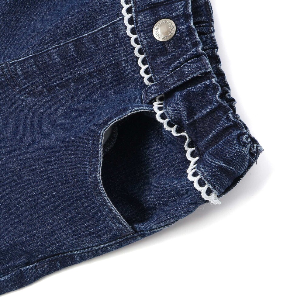 【限定商品】レースストレッチデニムロングパンツ(95~150cm) ネイビー 95cm