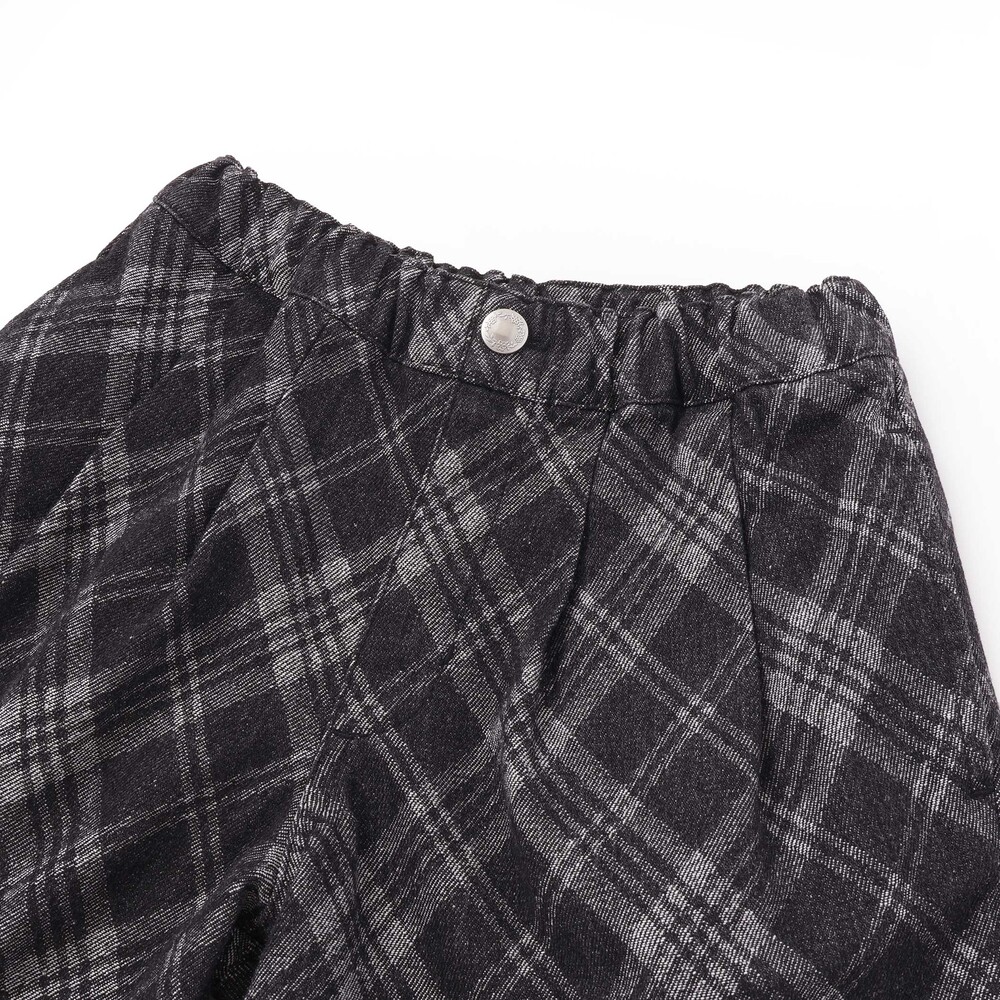 【限定商品】チェック柄デニムキュロットパンツ(95~150cm) ネイビー 95cm