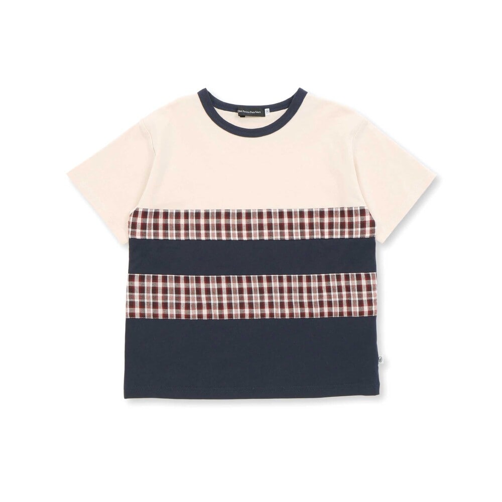 チェック切り替え天竺半袖Tシャツ