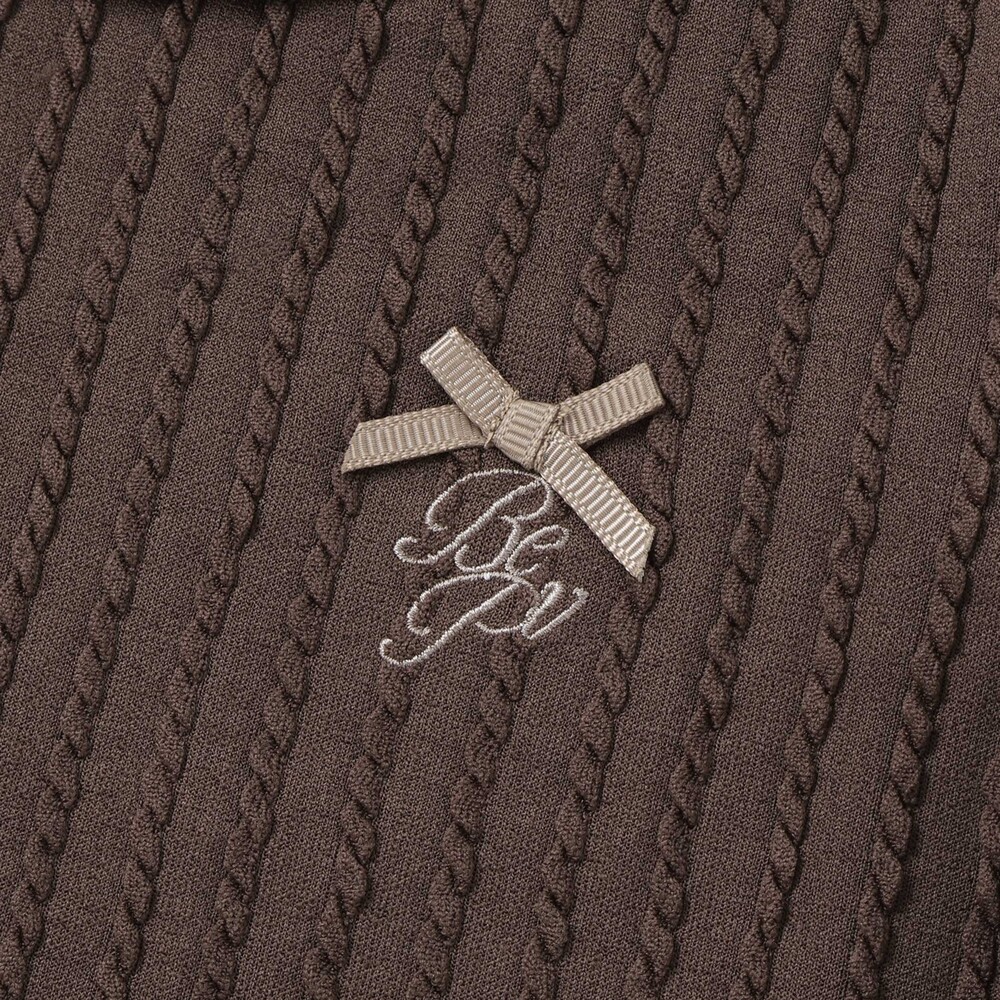 【限定商品】メロウフリル立体リブ長袖Tシャツ(95~150cm) ブラウン 95cm