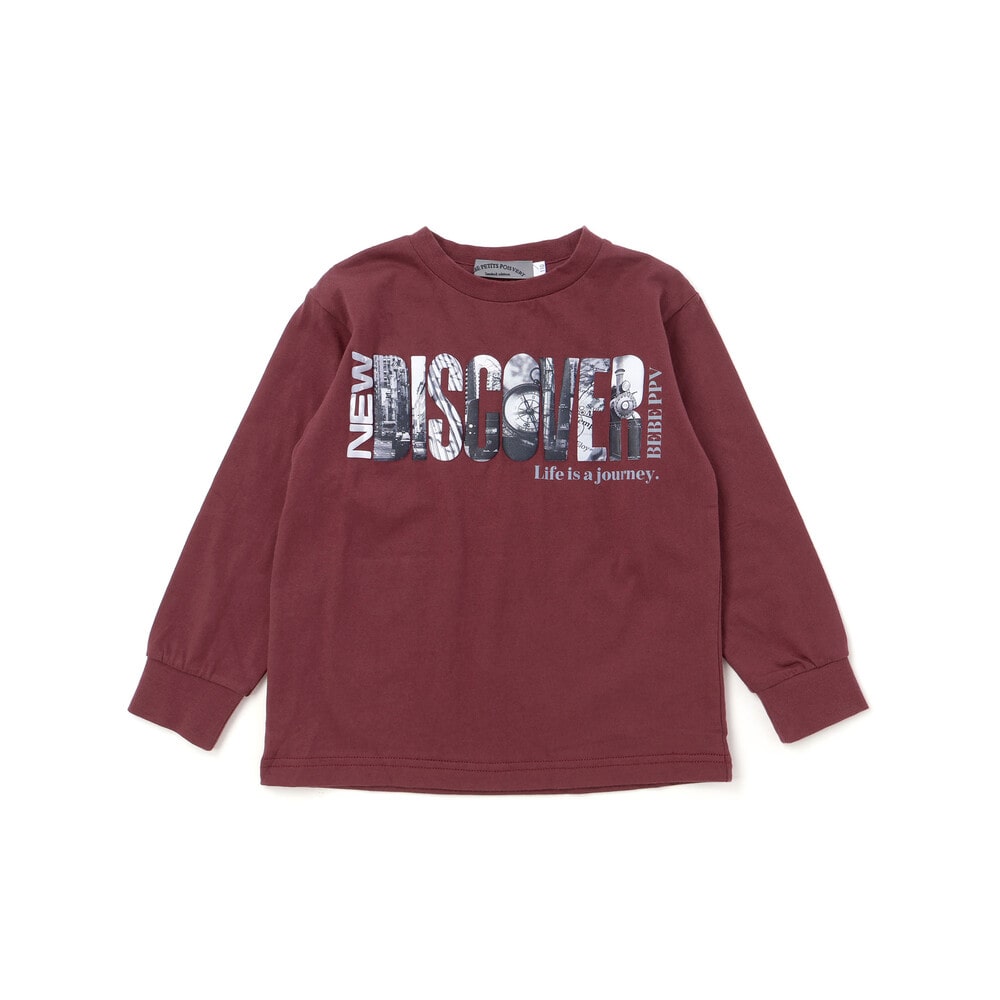 【限定商品】発泡写真プリントロングTシャツ(95~150cm) ネイビー 95cm