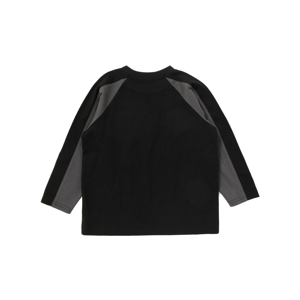 【限定商品】配色切り替えラグランロングTシャツ(95~150cm) ブラック系 95cm