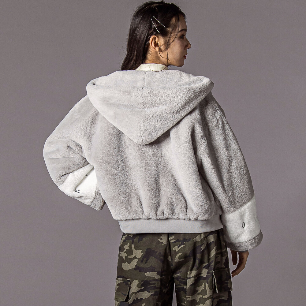 ショート丈ファーブルゾン(130~160cm) グレー 130cm