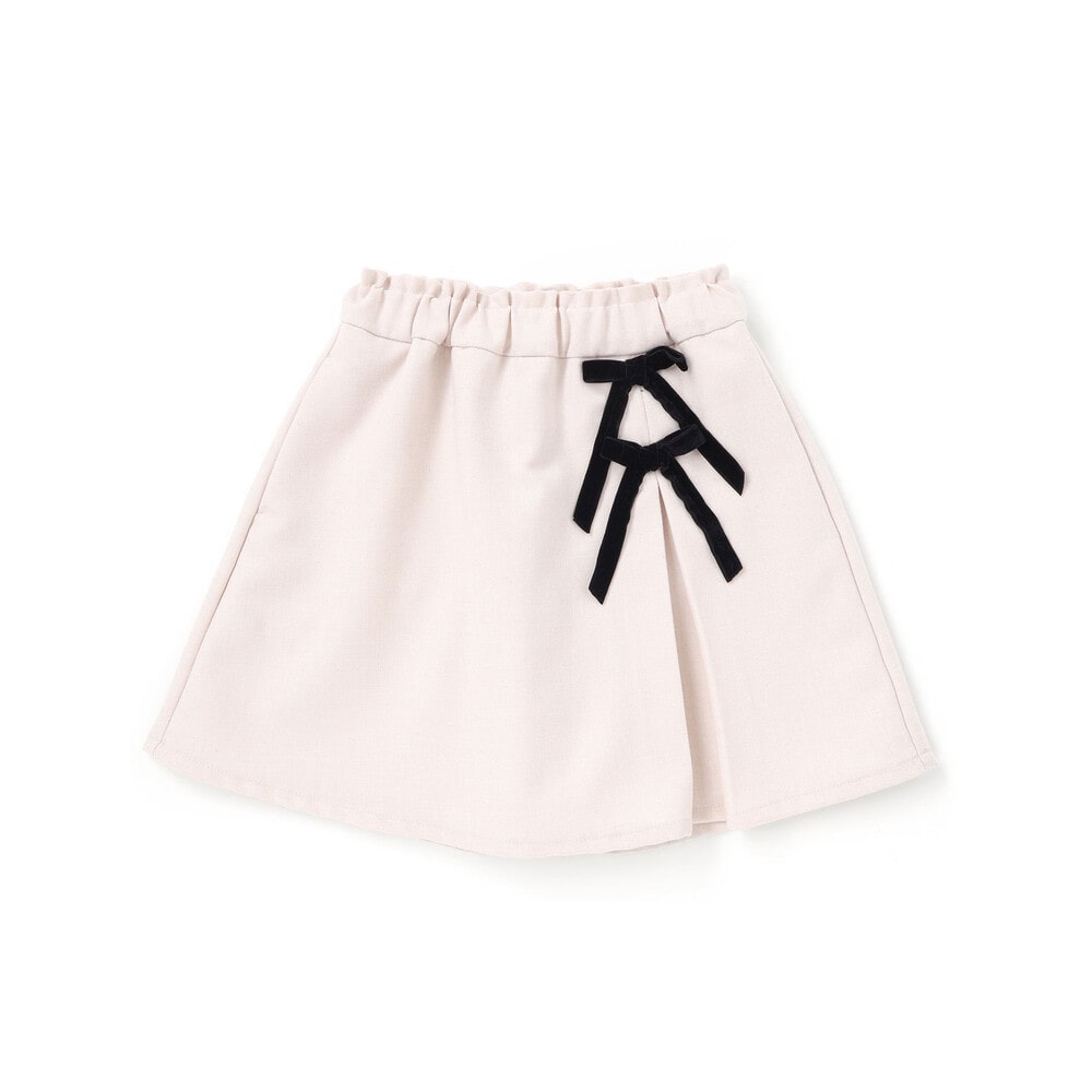 BeBe Petits Pois Vert ラップスカート風リボンキュロットパンツ（オフホワイト）詳細画像
