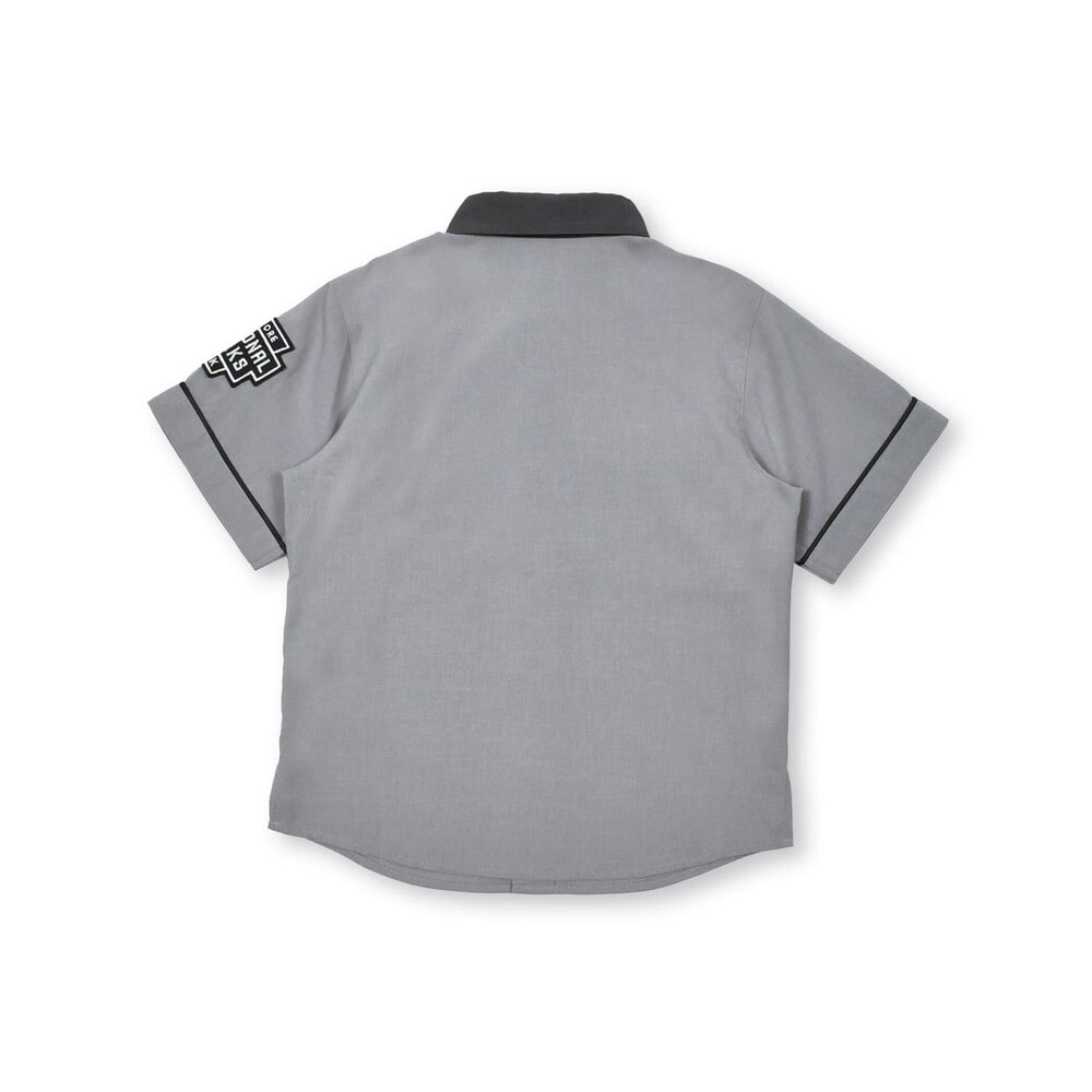 【接触冷感】ファンマートロストレッチパイピングバイカラーシャツ(100~160cm) グレー 100cm