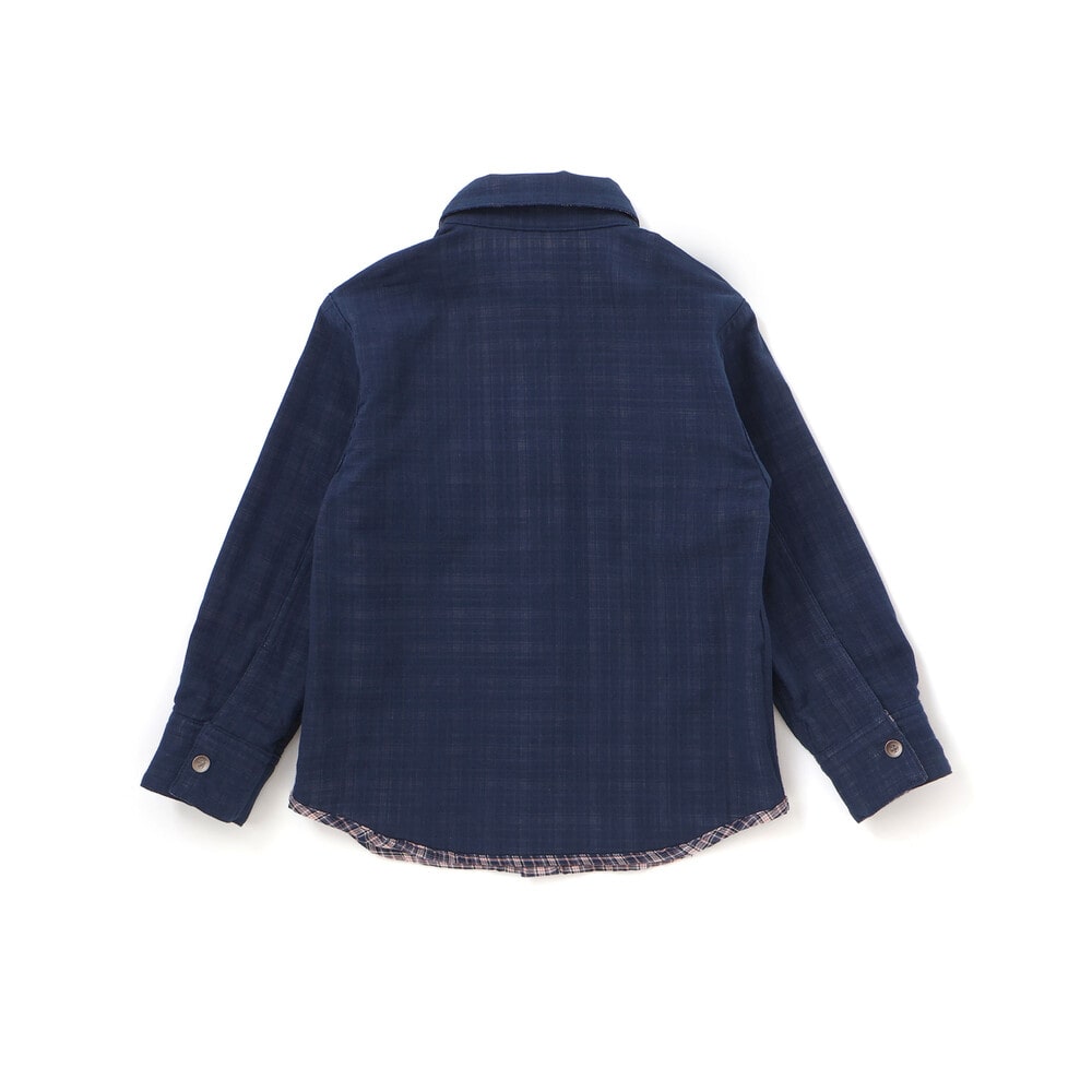 リバーシブルガーゼチェックシャツ(110~160cm) ネイビー 150cm