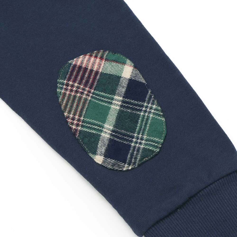 エルボーパッチチェックBIG裏毛フーディ(110~160cm) ネイビー 110cm