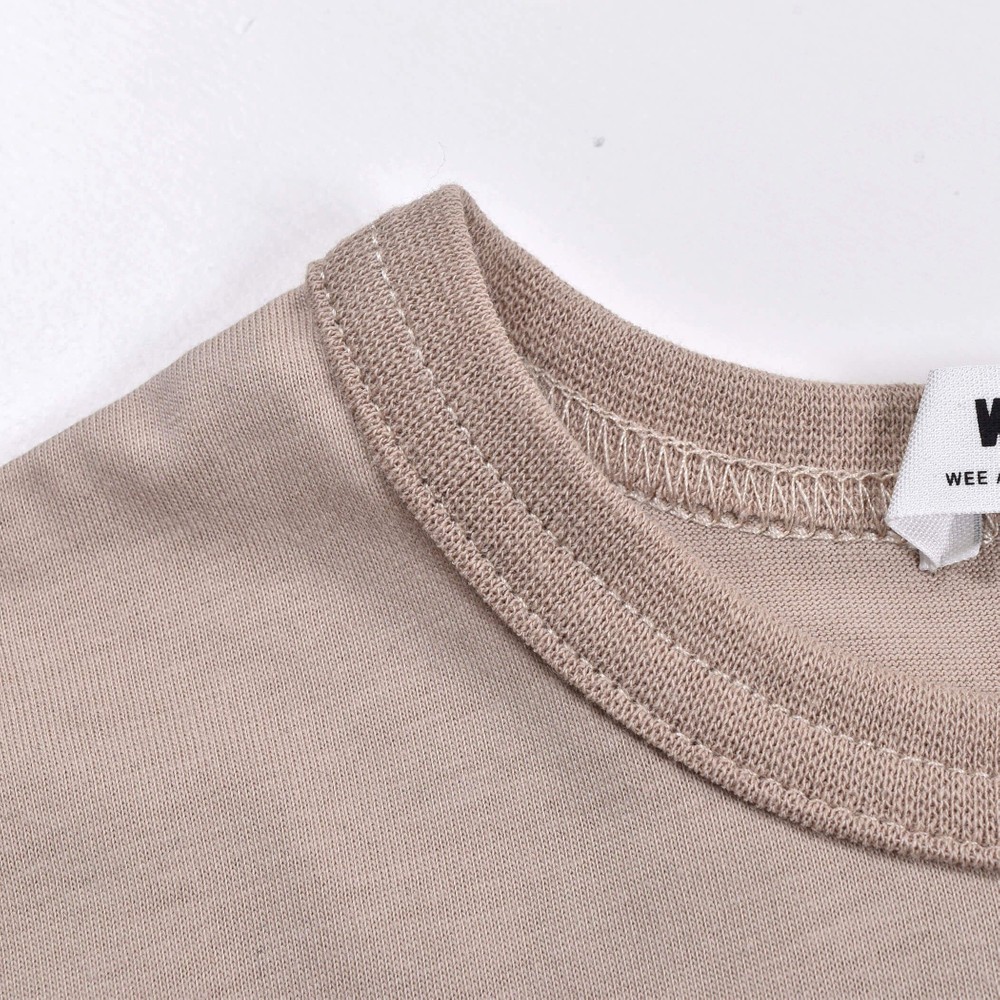 ロゴ 切り替え バイカラー 天竺 半袖 Tシャツ (100~160cm) ベージュ 100cm