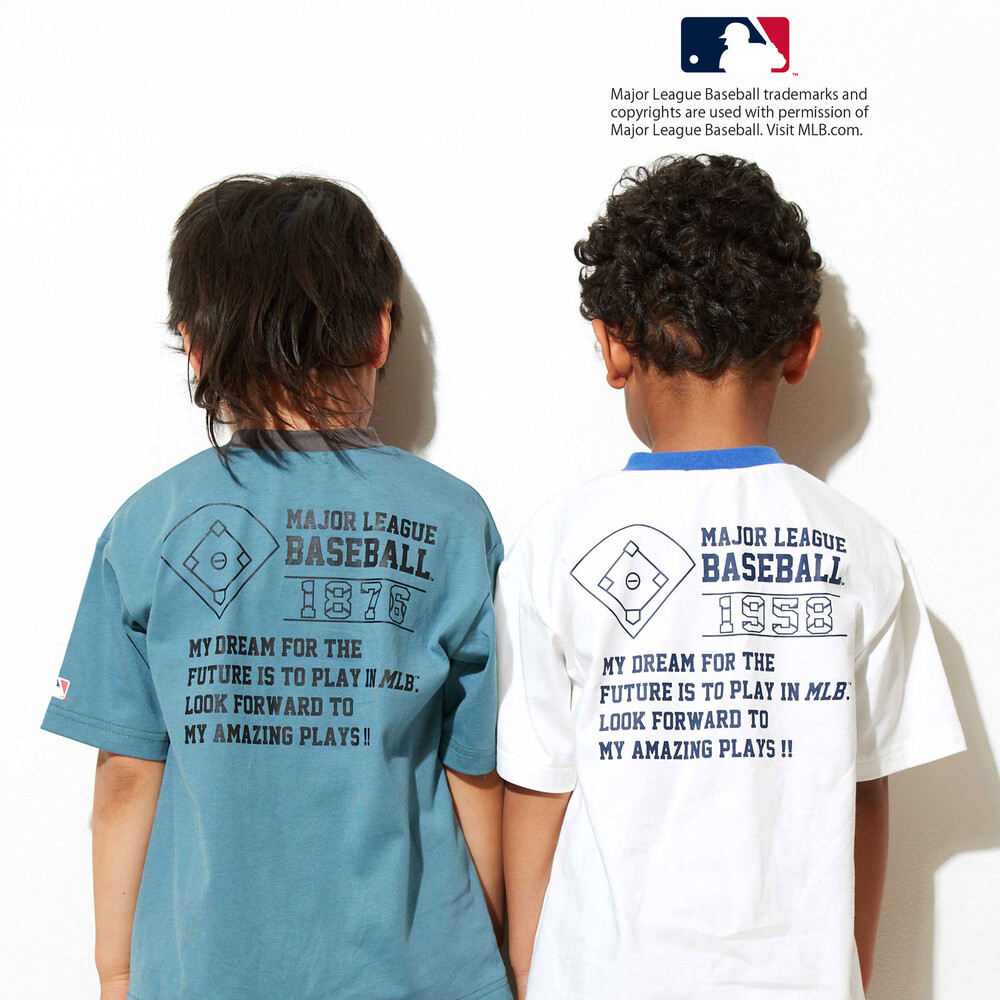 【MLB】 モチーフ VネックTシャツ(100~160cm) グレー 100cm