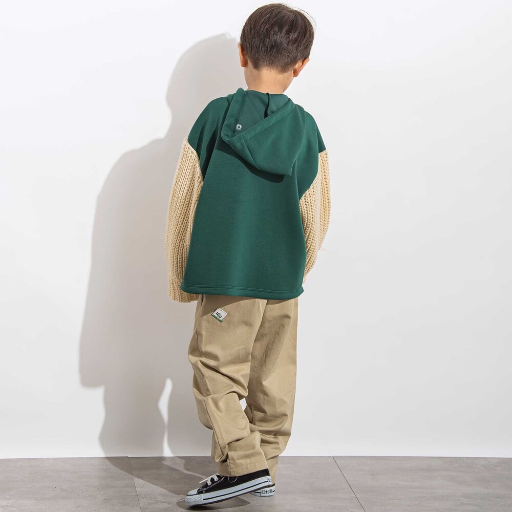 ツイルカラーコードストレートロングパンツ 親子お揃い(110~140cm) ブラウン M(110~125cm)