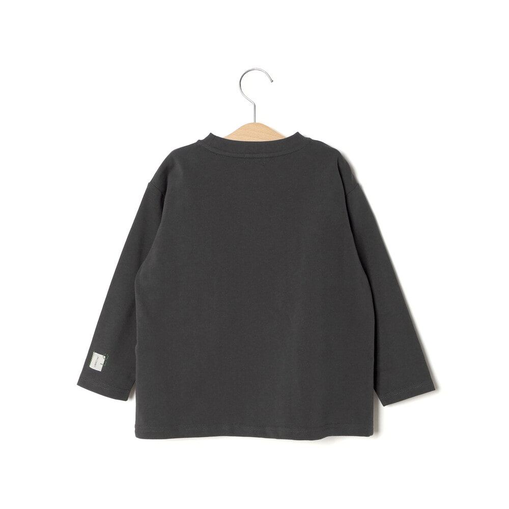 ジグザグステッチレタリングロゴ天竺長袖Tシャツ 親子お揃い(110~140cm) グレー M(110~125cm)