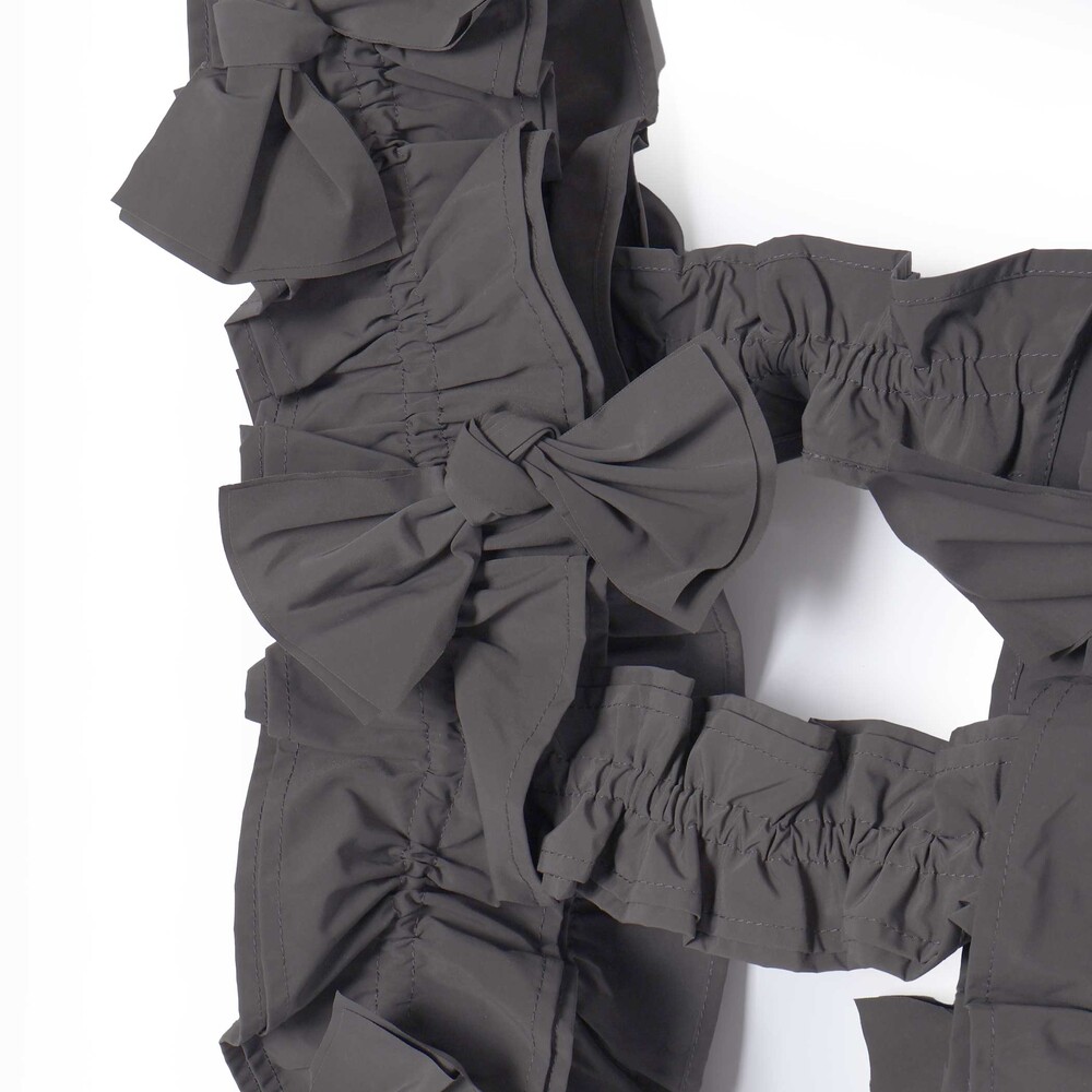 リボン付きマットタフタハーネス親子お揃い グレー ワンサイズ