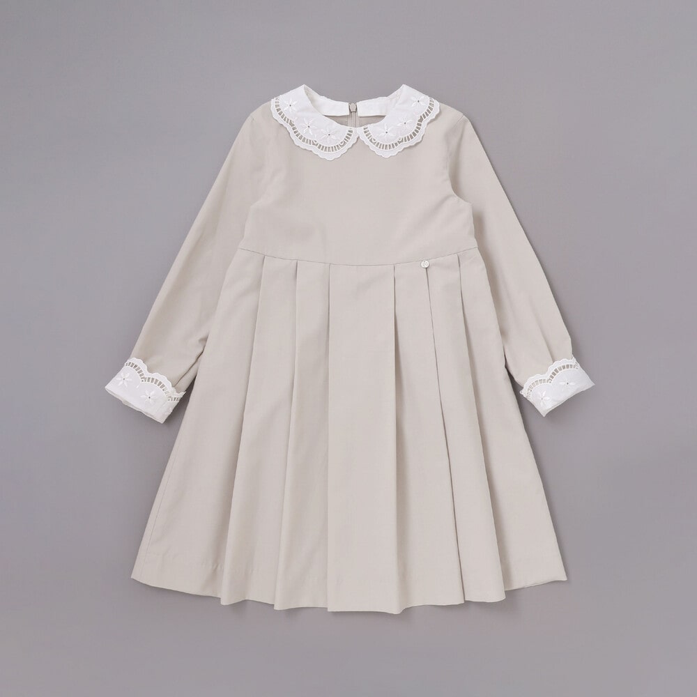 サイロコンパクトツイルレース襟袖ワンピース(110~130cm) ネイビー 110cm