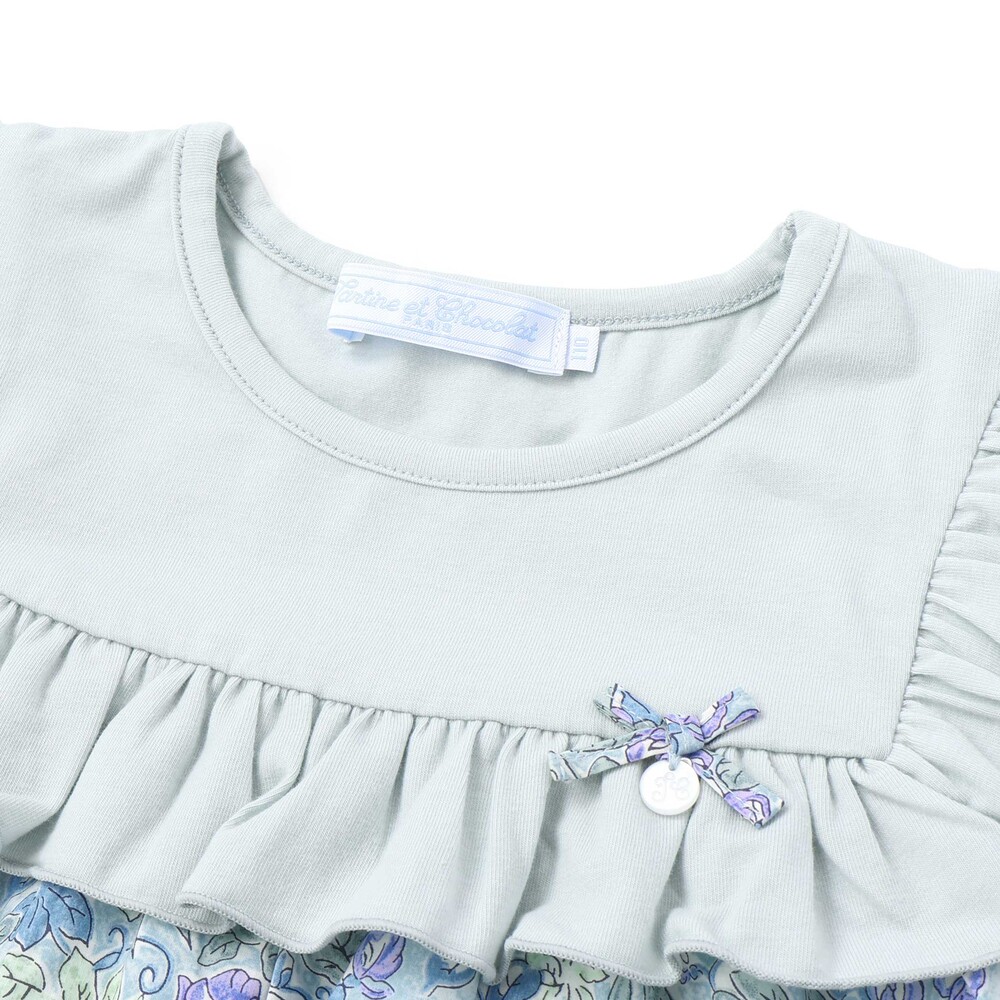 【日本製】【お揃い】リバティ(SweetPeaLeaf)プリントタナローンスムース切り替えワンピース(90~140cm) ピンク系 90cm