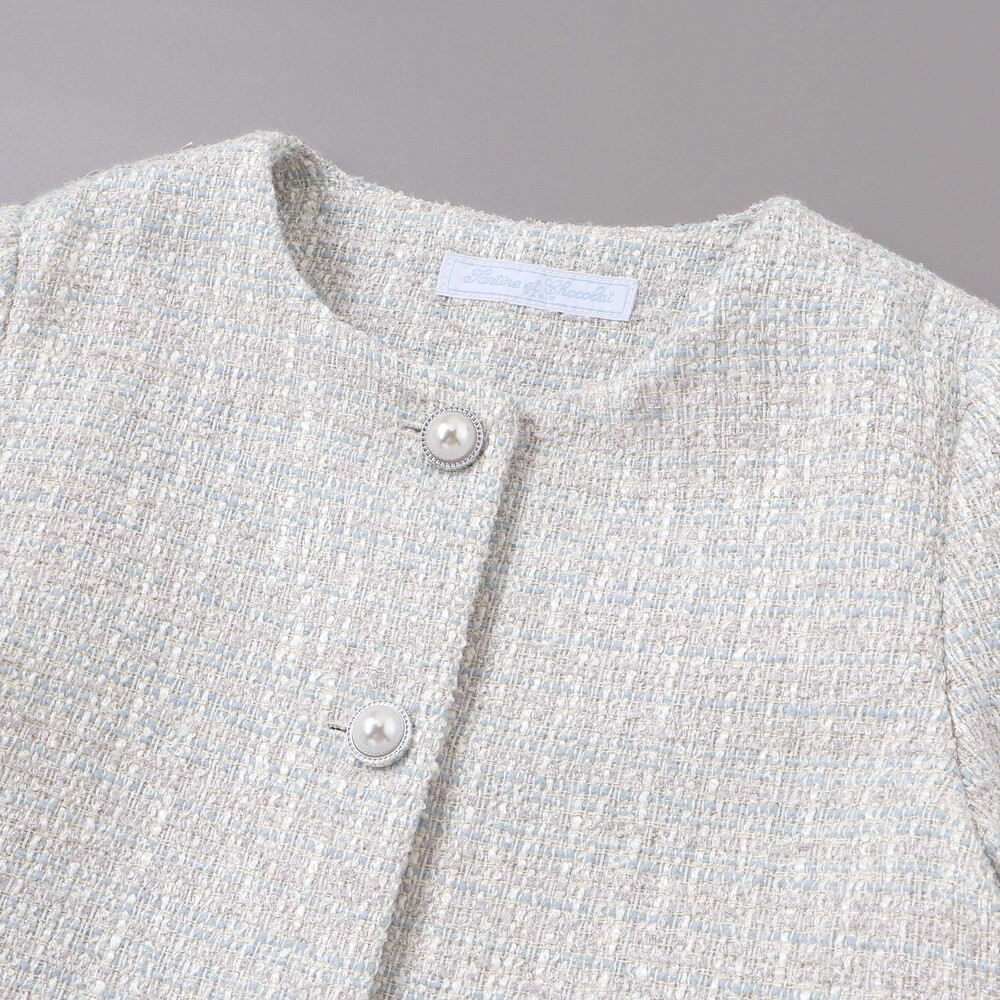 ラメ入りツイードジャケットスカートセットアップ(110~130cm) グレー系 110cm