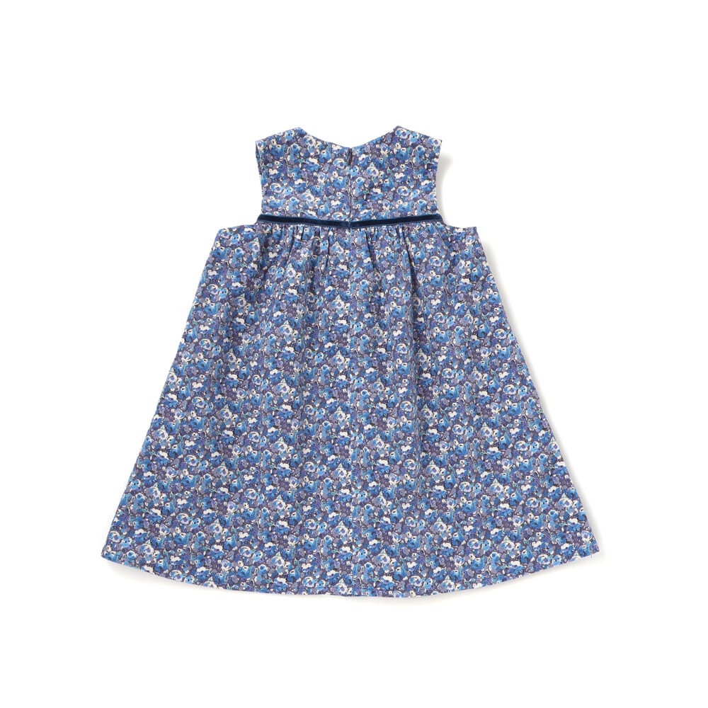 【日本製】【お揃い】リバティ(Leila)シャツコールジャンパースカート(90~140cm) ブルー系 100cm