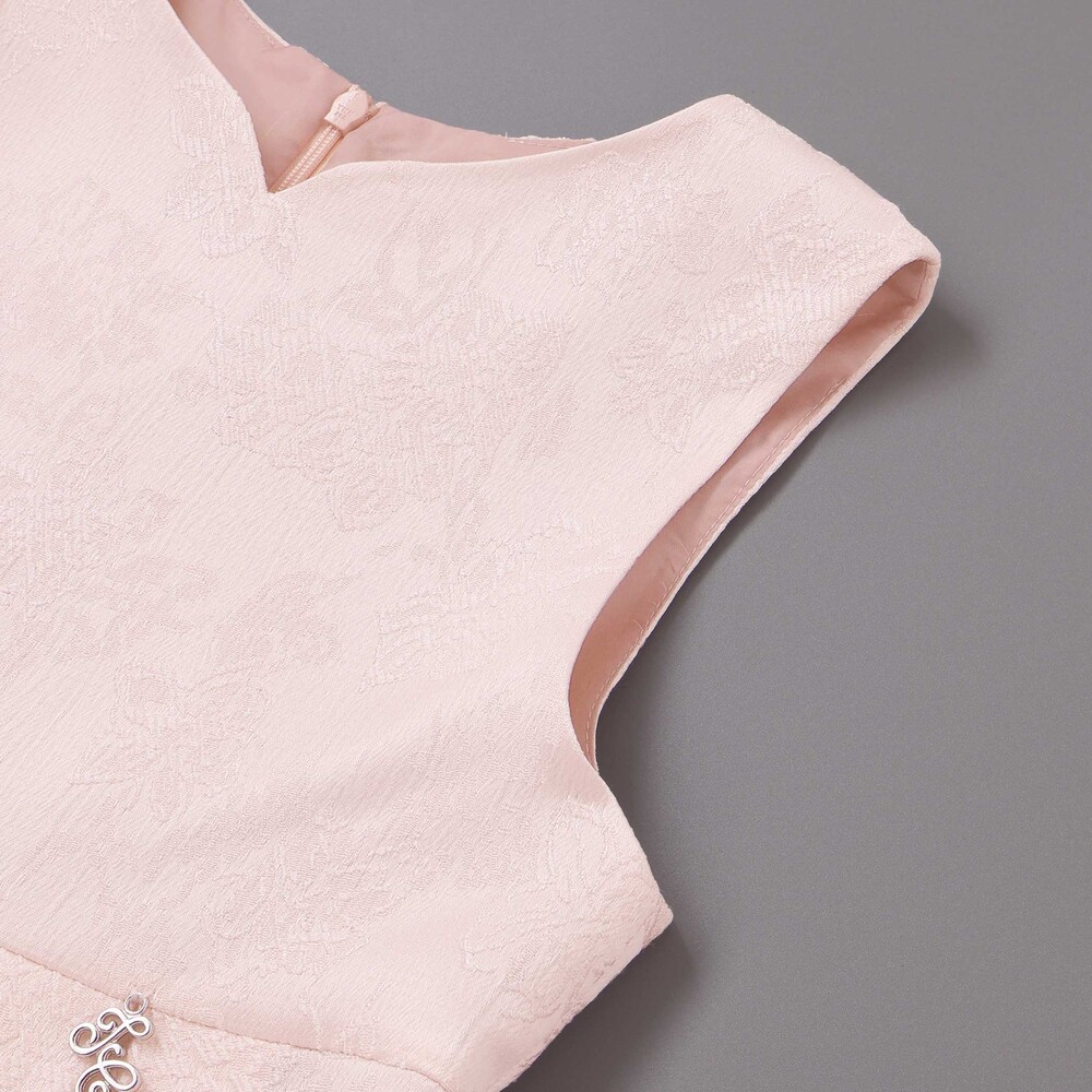 【日本製】ジャガードフラワータック入りジャンパースカート(110~130cm) ピンク系 110cm